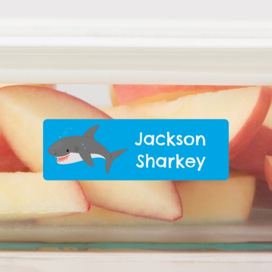 白素晴らしサメの幸せパーソナライズされた漫画 ラベル (貼付)