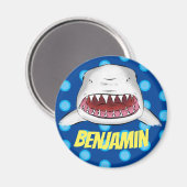 白素晴らしサメ口漫画イラストレーション マグネット (正面/裏面)