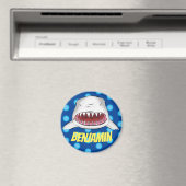 白素晴らしサメ口漫画イラストレーション マグネット (インサイチュ (食洗機))