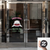 白素晴らしサメ平均イラストレーション ウィンドウサイン (オフィスドア)