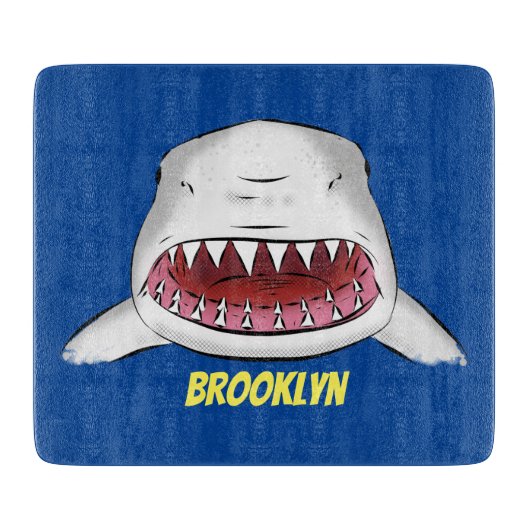 白素晴らしサメ平均イラストレーション カッティングボード (正面)