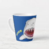 白素晴らしサメ平均イラストレーション カフェラテマグ (左アングル)