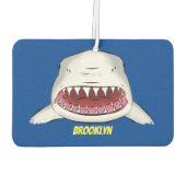 白素晴らしサメ平均イラストレーション カーエアーフレッシュナー (裏面)