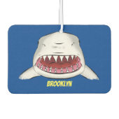 白素晴らしサメ平均イラストレーション カーエアーフレッシュナー (正面)