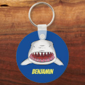 白素晴らしサメ平均イラストレーション キーホルダー (正面)