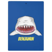 白素晴らしサメ平均イラストレーション クリップボード (裏面)