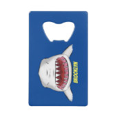 白素晴らしサメ平均イラストレーション クレジットカード栓抜き (正面)