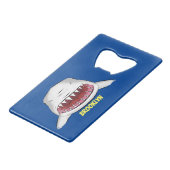 白素晴らしサメ平均イラストレーション クレジットカード栓抜き (裏面アングル)