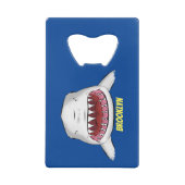 白素晴らしサメ平均イラストレーション クレジットカード栓抜き (裏面)