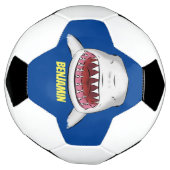 白素晴らしサメ平均イラストレーション サッカーボール (回転)