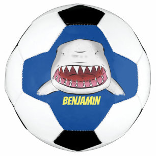 白素晴らしサメ平均イラストレーション サッカーボール