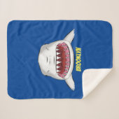 白素晴らしサメ平均イラストレーション シェルパブランケット (正面(横))