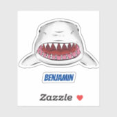 白素晴らしサメ平均イラストレーション シール (シート)