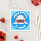 白素晴らしサメ平均イラストレーション スタンダードカクテルナプキン (インサイチュ)