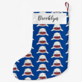 白素晴らしサメ平均イラストレーション スモールクリスマスストッキング (裏面)