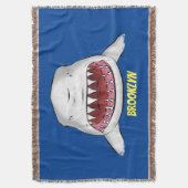 白素晴らしサメ平均イラストレーション スローブランケット (正面縦)