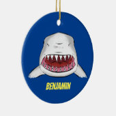 白素晴らしサメ平均イラストレーション セラミックオーナメント (右)