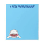 白素晴らしサメ平均イラストレーション ノートパッド (正面)