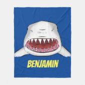 白素晴らしサメ平均イラストレーション フリースブランケット (正面)