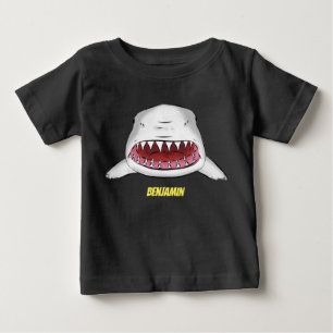 白素晴らしサメ平均イラストレーション ベビーTシャツ