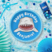 白素晴らしサメ平均イラストレーション ペーパープレート (パーティー)