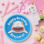 白素晴らしサメ平均イラストレーション ペーパープレート (パーティー)