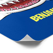 白素晴らしサメ平均イラストレーション ポスター (角)