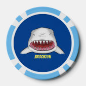 白素晴らしサメ平均イラストレーション ポーカーチップ (裏面)