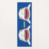 白素晴らしサメ平均イラストレーション ヨガマット (正面)