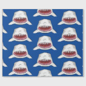 白素晴らしサメ平均イラストレーション ラッピングペーパー (フラット)