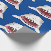 白素晴らしサメ平均イラストレーション ラッピングペーパー (角)