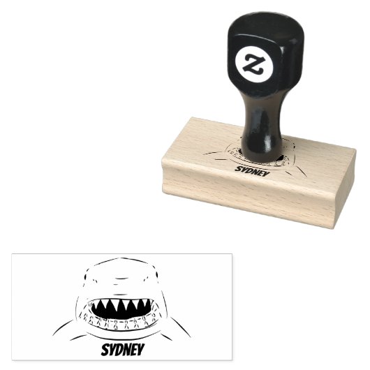 白素晴らしサメ平均イラストレーション ラバースタンプ (押印)