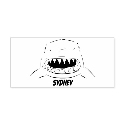 白素晴らしサメ平均イラストレーション ラバースタンプ (インプリント)