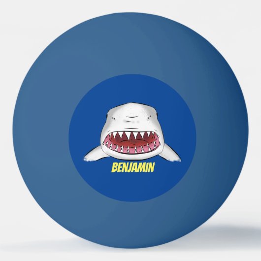 白素晴らしサメ平均イラストレーション 卓球ボール (正面)