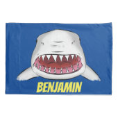 白素晴らしサメ平均イラストレーション 枕カバー (裏面)