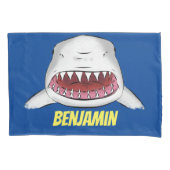 白素晴らしサメ平均イラストレーション 枕カバー (正面)