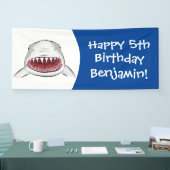 白素晴らしサメ平均イラストレーション 横断幕 (トレードショー)