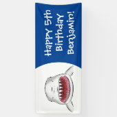 白素晴らしサメ平均イラストレーション 横断幕 (縦)