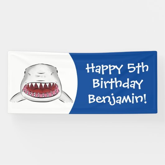 白素晴らしサメ平均イラストレーション 横断幕 (横)