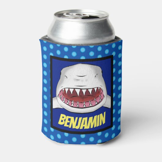 白素晴らしサメ平均イラストレーション 缶クーラー (缶裏面)