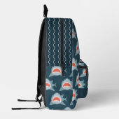 白素晴らしサメ模様ネイビーブルーボーイ プリントバックパック (左)