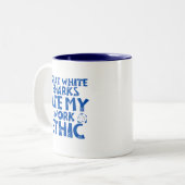 白素晴らしサメ食べ私の仕事倫理11OZ MUG ツートーンマグカップ (正面左)