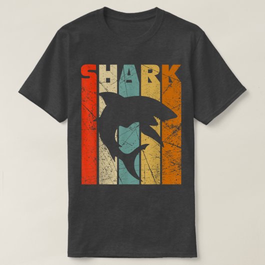 白素晴らしサメ、レトロヴィンテージサメ恋人 Tシャツ (デザイン正面)