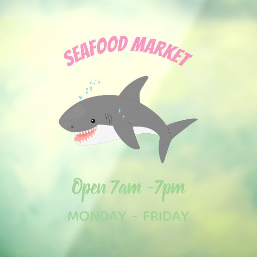 白素晴らしサメhappy cartoonイラストレーション ウィンドウサイン (シート3)