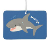 白素晴らしサメhappy cartoonイラストレーション カーエアーフレッシュナー (裏面)