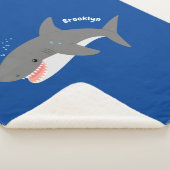 白素晴らしサメhappy cartoonイラストレーション シェルパブランケット (3/4)