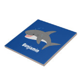 白素晴らしサメhappy cartoonイラストレーション タイル (側面)