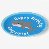 白素晴らしサメhappy cartoonイラストレーション ペーパープレート (アングル)