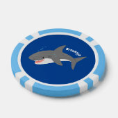 白素晴らしサメhappy cartoonイラストレーション ポーカーチップ (シングル)