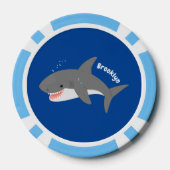 白素晴らしサメhappy cartoonイラストレーション ポーカーチップ (裏面)